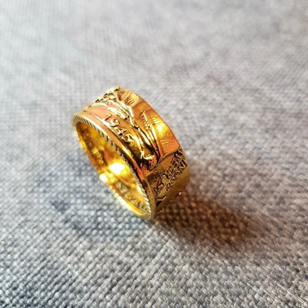 Brand New Vintage Golden Half Dollar Coin Ring